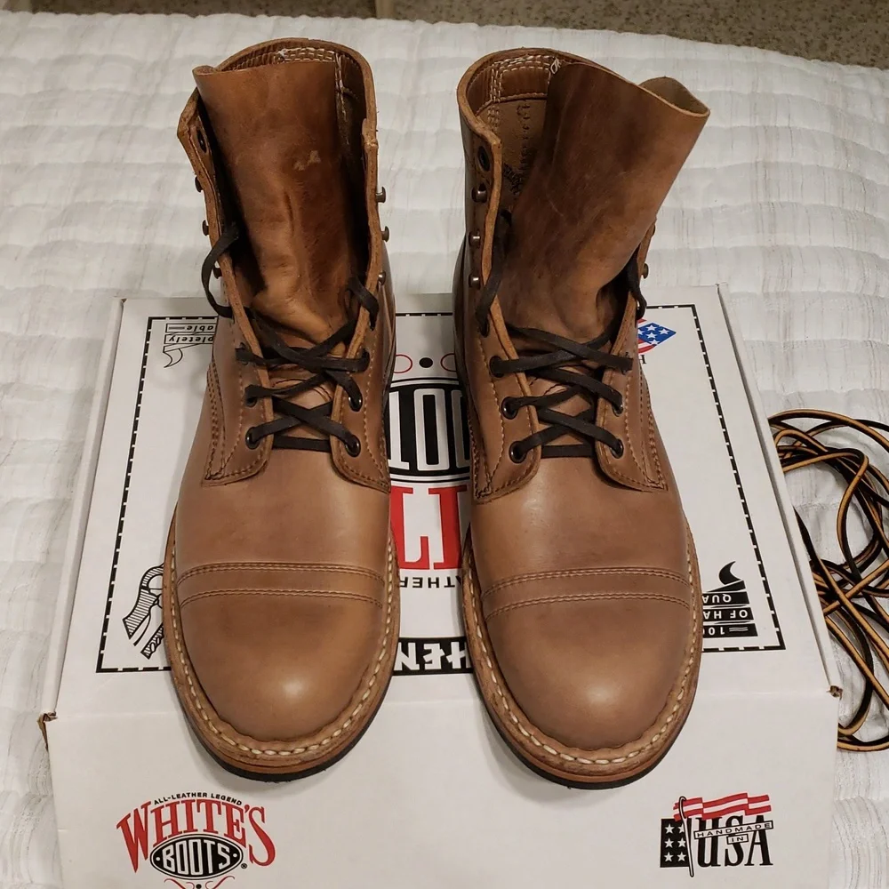 New In Box Brown Mens 8.5D White's Boots - Picture 3 of 12